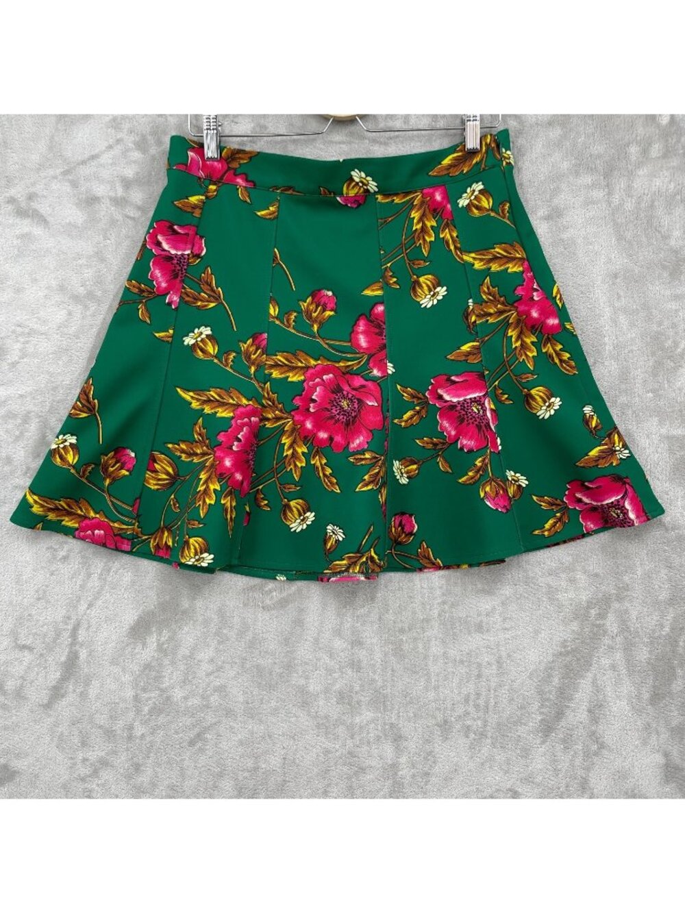 Maeve Anthropologie Hibiscus Skater Skirt Green Floral Feminine